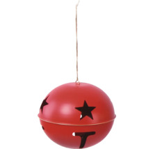 Červený zvonček s hviezdnym vzorom a závesnou šnúrou