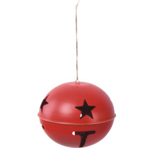 Červený zvonček s hviezdicovými výrezmi a závesnou šnúrou