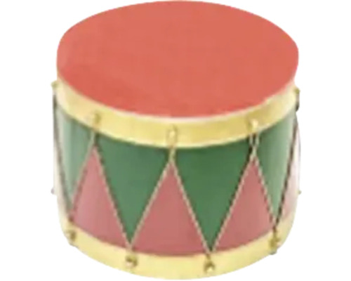 Dekoratívny predmet Lafiora kovový bubon Ø 20 cm Dekoratívna hračka bubon s červenou blanou, zelenými a červenými trojuholníkmi