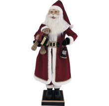 Dekoratívny Santa Claus s medvedíkom a lampášom na stojane