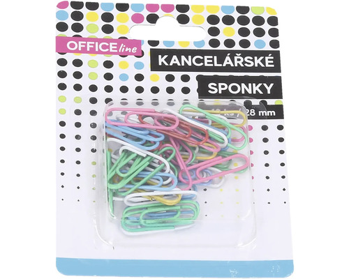 Kancelárske sponky, 28 milimetrov, rôzne farby
