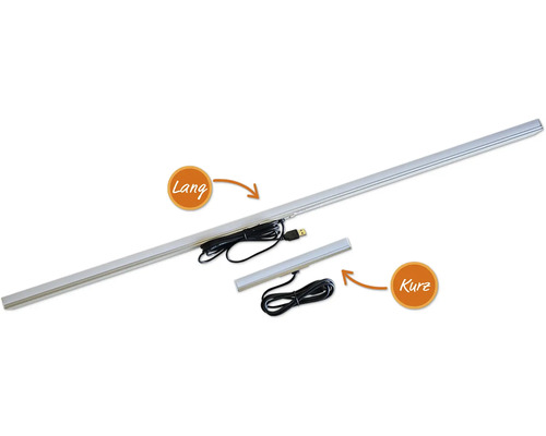 Dve LED svietidlá rôznych dĺžok s USB káblom