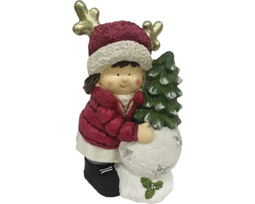 Vianočná dekorácia dievča s vianočným stromčekom a parožím