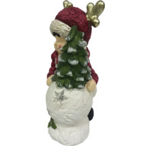 Dekoratívna figúrka snehuliaka s vianočným stromčekom a parožím