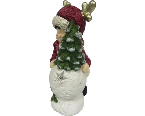Dekoratívna figúrka snehuliaka s vianočným stromčekom a parožím