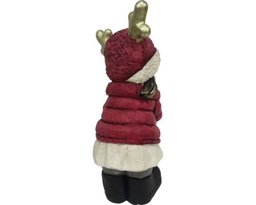 Dekoratívna figúrka soba s červeným kabátom a zlatým parožím