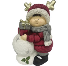 Dekoratívna figúrka chlapec so snehuliakom a darčekmi