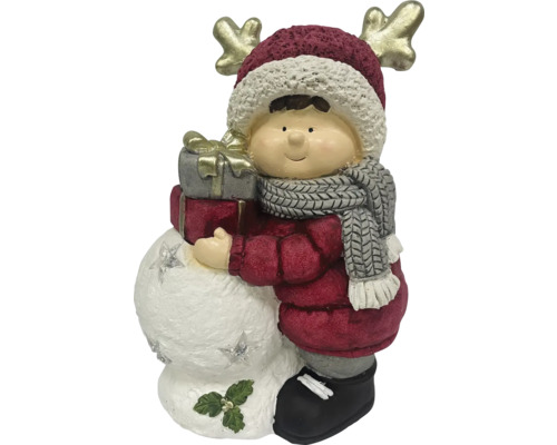 Dekoratívna figúrka chlapec so snehuliakom a darčekmi