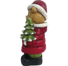 Vianočná dekorácia medvedík s vianočným stromčekom a čiapkou Santa Clausa