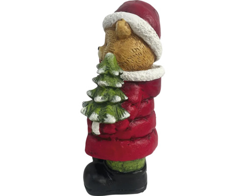 Vianočná dekorácia medvedík s vianočným stromčekom a čiapkou Santa Clausa