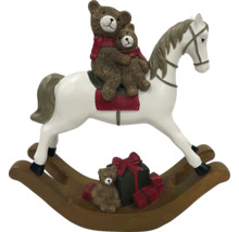 Dekoratívna figúrka hojdacieho koňa s medveďmi a darčekmi