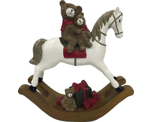 Dekoratívna figúrka hojdacieho koňa s medveďmi a darčekmi