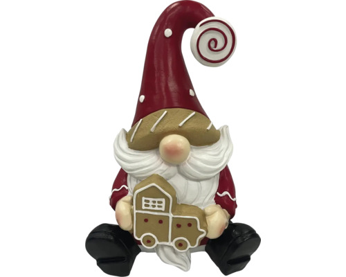 Dekoratívna figúrka Santa s perníčkom 25 cm Vianočný dekoračný škriatok s motívom perníkovej chalúpky