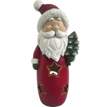 Dekoratívna figúrka Santa Clausa s hviezdicovými výrezmi a vianočným stromčekom