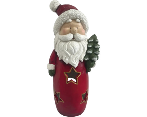 Dekoratívny svietnik Santa Claus 86 cm Dekoratívna figúrka Santa Clausa s hviezdicovými výrezmi a vianočným stromčekom