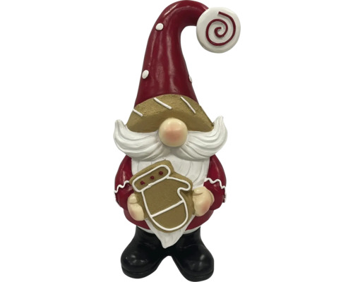 Dekoratívna figúrka Santa s perníčkom keramika 30 cm Dekoratívny vianočný škriatok s medovníkom v ruke ako vianočná dekorácia