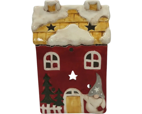 Dekoratívny keramický domček s hviezdnym vzorom a snehom