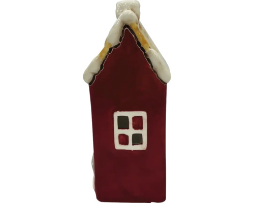 Dekoratívna figúrka domu s oknom a zasneženou strechou
