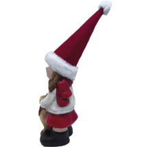 Dekoratívna figúrka dievča s vianočnou čiapkou a plyšovým medvedíkom