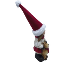 Dekoračná figúrka dievča s čapicou Mikuláša a sobom