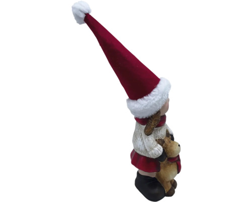 Dekoračná figúrka dievča s čapicou Mikuláša a sobom