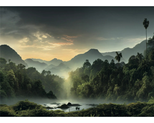 Obraz Decopanel Rainforset 136x98cm Krajina s horami, džungľou a riekou