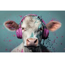 Krava so slúchadlami