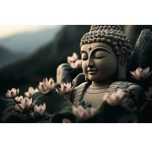 Socha Budhu s lotosovými kvetmi