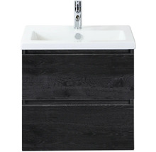 Skrinka pod umývadlo s dvomi zásuvkami, keramické umývadlo a vodovodná batéria