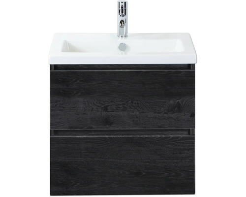 Skrinka pod umývadlo s dvomi zásuvkami, keramické umývadlo a vodovodná batéria