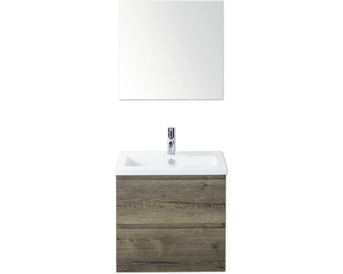 Umyvadlová súprava so zrkadlom, umývadlom, batériou a spodnou skrinkou s dvoma zásuvkami