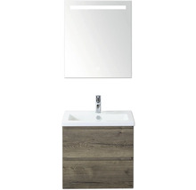 Umývadlová zostava so zrkadlom a dekorom dreva