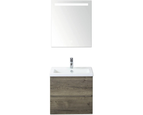 Kúpeľňová zostava Sanox Vogue 60 cm tabacco Umývadlová zostava so zrkadlom a dekorom dreva