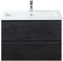 Skrinka pod umývadlo s dvomi zásuvkami, keramické umývadlo a vodovodná batéria