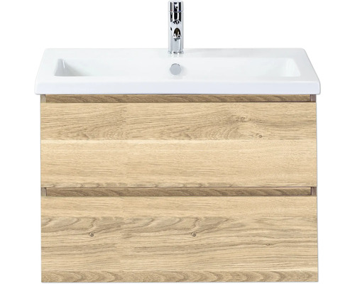 Kúpeľňová zostava Sanox Vogue 80 cm dub sivý Skrinka pod umývadlo s dvomi zásuvkami a umývadlom na dosku