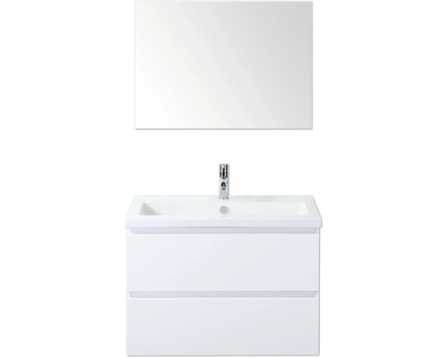 Skrinka pod umývadlo s dvomi zásuvkami, umývadlo na dosku a zrkadlo