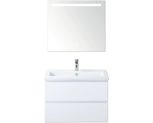 Kúpeľňová zostava Sanox Vogue 80 cm biela Umývadlo so skrinkou a osvetleným zrkadlom do kúpeľne