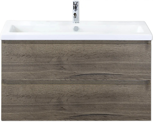 Kúpeľňová zostava Sanox Vogue 100 cm tabacco Skrinka pod umývadlo s dvoma zásuvkami a umývadlom na dosku