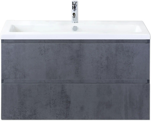 Kúpeľňová zostava Sanox Vogue 100 cm betón antracit Skrinka pod umývadlo s umývadlom a vodovodnou batériou