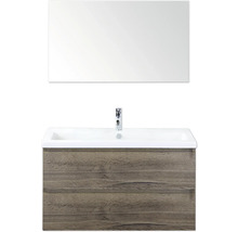 Skrinka pod umývadlo so zrkadlom, vzhľad dreva a dve zásuvky