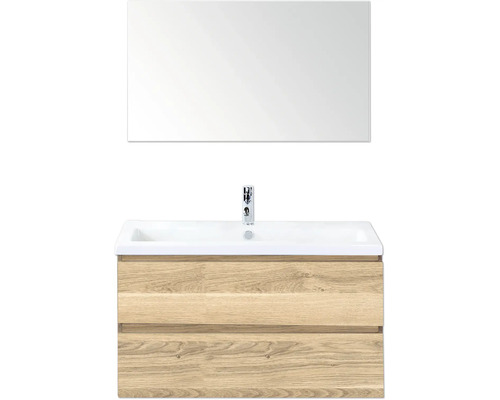 Umývadlo so zrkadlom a spodnou skrinkou s dvomi zásuvkami