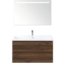 Umývadlo so zrkadlom a spodná skrinka s dvomi zásuvkami