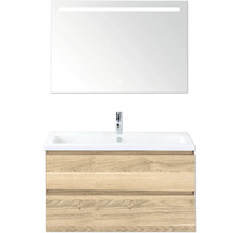 Umývadlo so skrinkou a zrkadlom s osvetlením do kúpeľne