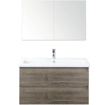 Skrinka pod umývadlo s dvoma zásuvkami, umývadlom a zrkadlovou skrinkou