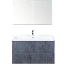 Kombinácia umývadla s umývadlovou skrinkou, umývadlom a zrkadlovou skrinkou