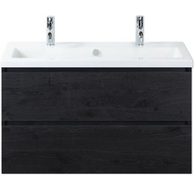 Skrinka pod umývadlo s dvomi zásuvkami, umývadlom a batériami