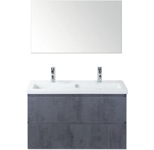 Umývadlo s dvomi umývadlami, skrinkou a zrkadlom do kúpeľne