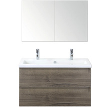 Umývadlo so skrinkou, dve umývadlá a zrkadlová skrinka