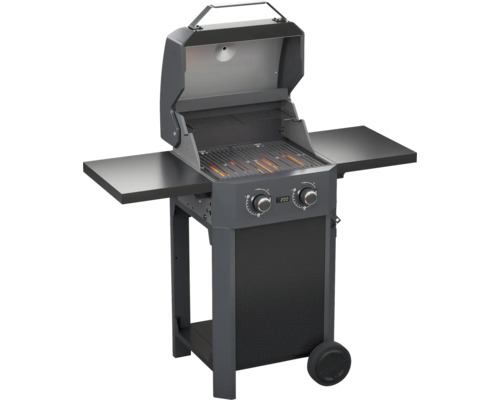 Plynový gril s dvoma horákmi, bočnými stolíkmi a kolieskami
