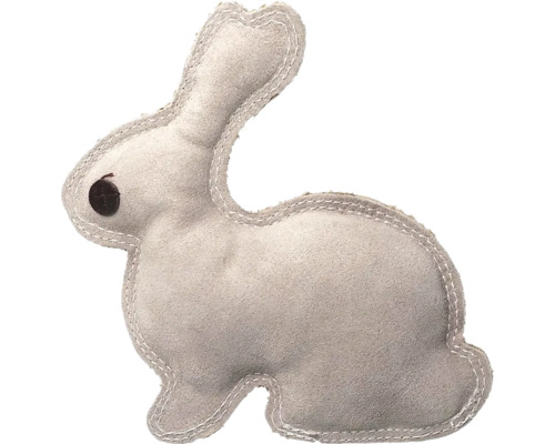 Hračka Dog Fantasy Dura-fused králik pískací, koža a juta 20cm Dekoratívny látkový zajačik s detailmi švov